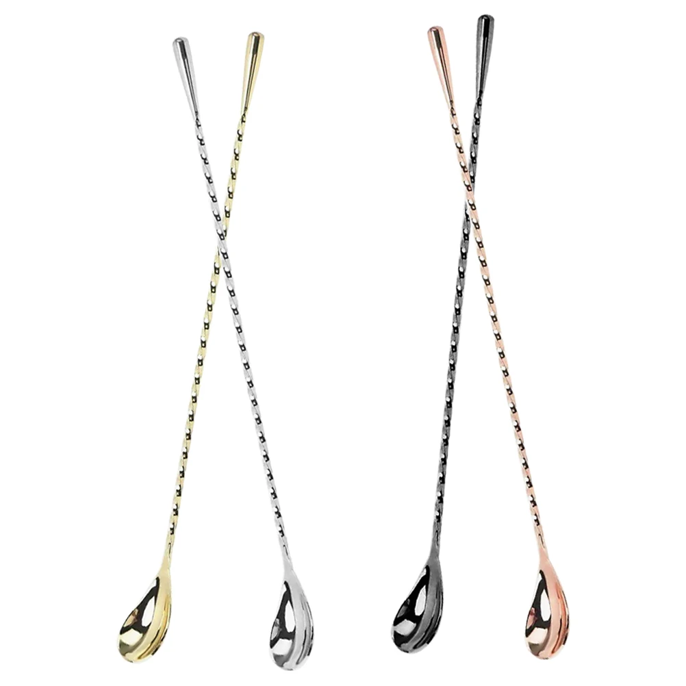 

4pcs Stainless Cocktail Stirring Spoon Rust-Resistant Smooth Surface For Coffee Tea Drinks Bar Supply Kitchen Bar Tool