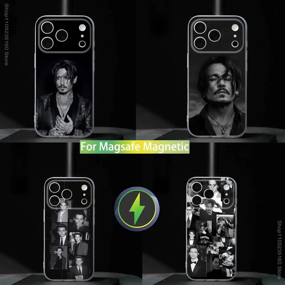 

J-Johnny D-Depp Actor For iPhone 11,12,13,14,15,16,17,Pro,Max,Plus,Mini,SE4,E Phone Case Magnetic For Magsafe Wireless