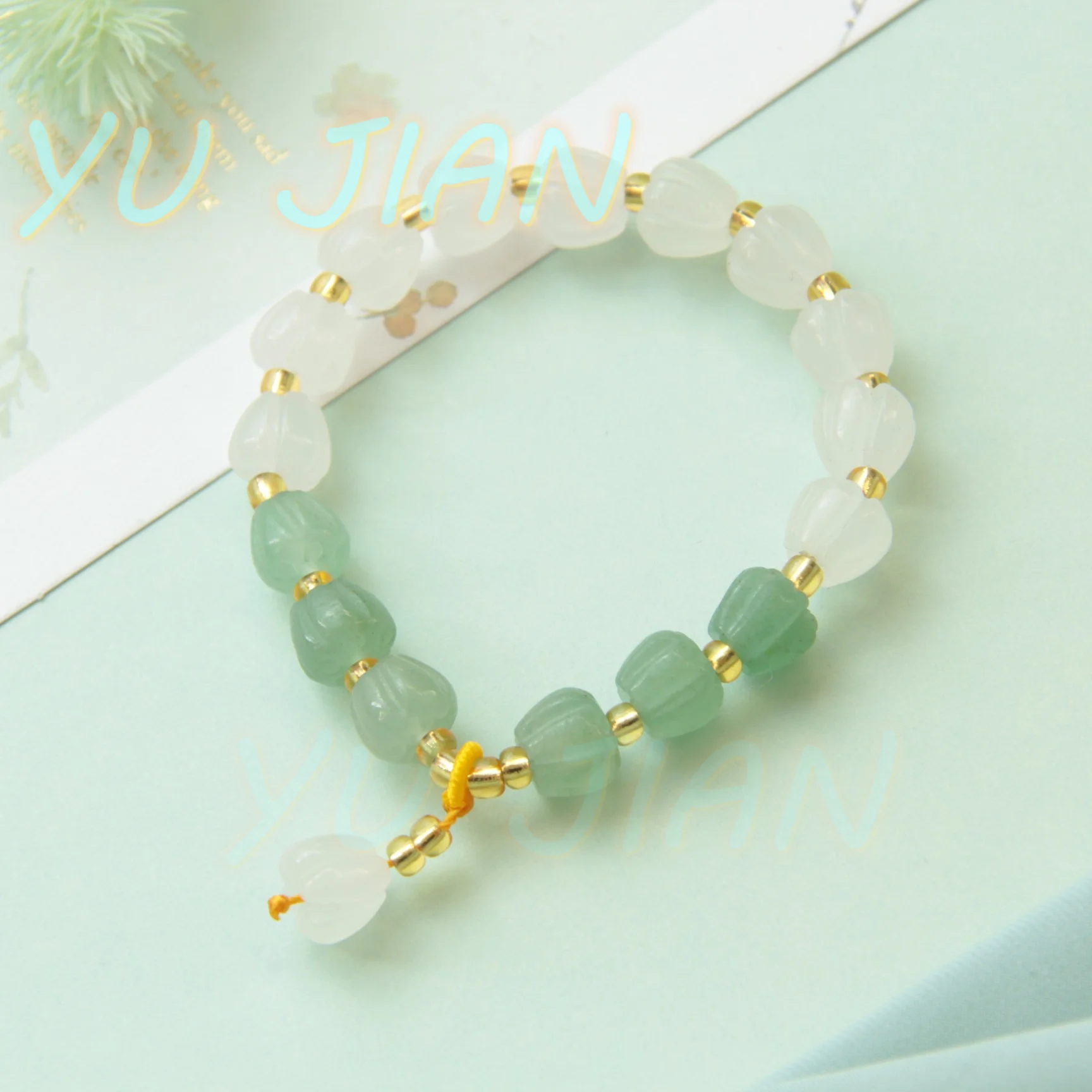 Genuine Natural Golden Jade White Green Pepper Hand String New Charms Jewellery Real-Jades Stone Bangles Bracelet Jewelry