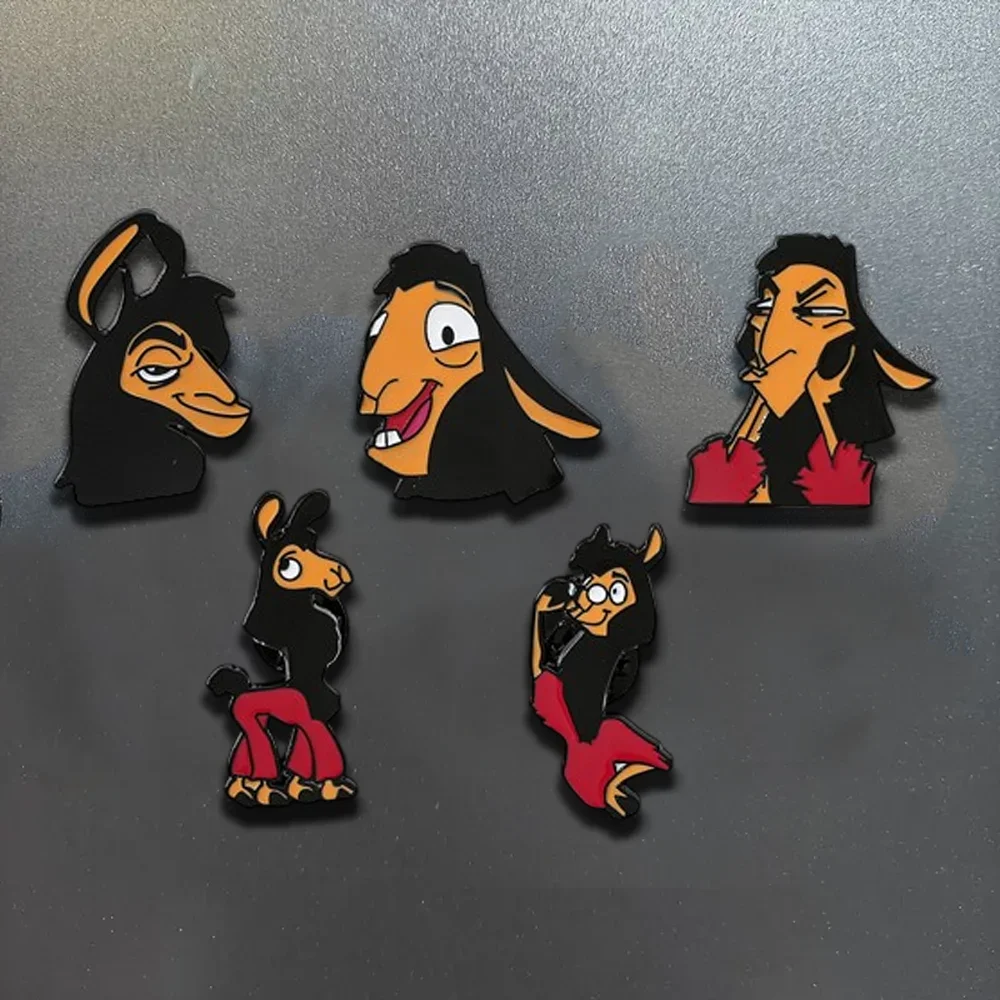 6 قطعة الكرتون أنيمي الإمبراطور الأخدود الجديد الإبداعية اللاما رائعة الفردية بروش مغناطيس الثلاجة هدية الزخرفية