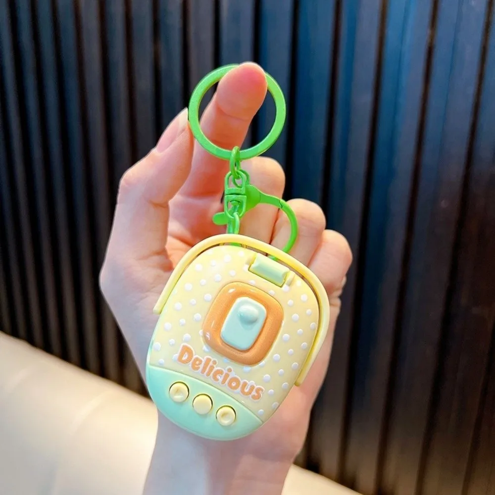 Bag Charm Plastic Rice Cooker Keychain Cute Cartoon Voice Recorder Keychain Funny Backpack Hanging Keyring for Car Key Chains
