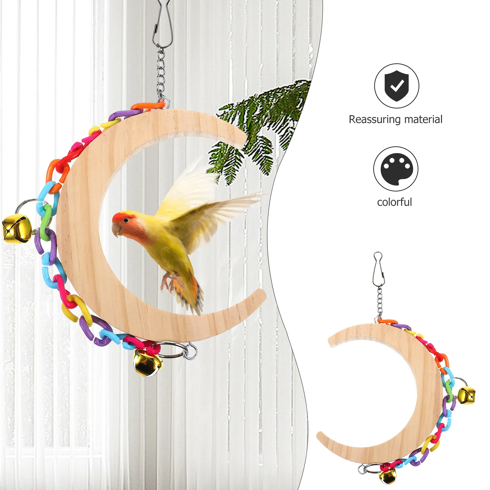 -Shaped Bird Swing for Parakeet Macaw Finch Parrot Cage Decor Fine Craftsmanship Bite-Resistant Wear-Resistant