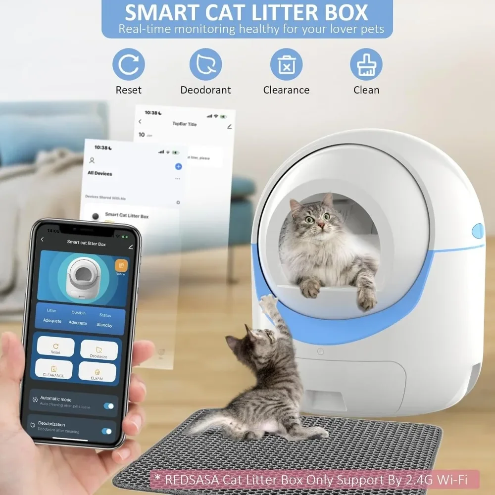 

Large-Capacity Smart Self-Cleaning Cat Litter Box | Safety Protection, Odor Isolation & Trash Bag Roll