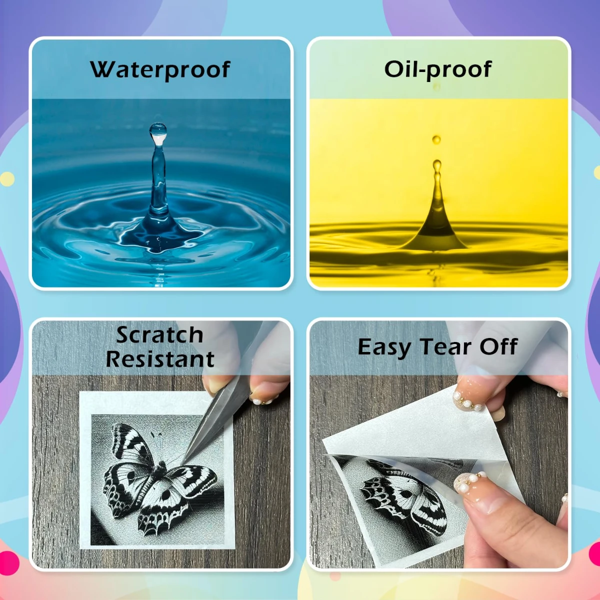 متوافق مع ورق الملصقات Phomemo - ورق حراري شفاف لـ T02/M02/M02S/P2S/M04S، ورق حراري للملصقات، مذكرة