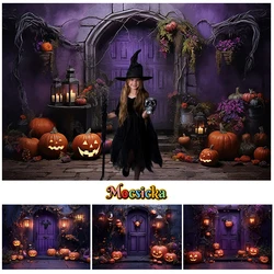 Mocsicka Halloween Backdrops Kids Adult Photography Child Baby Photocall Pumpkin Lantern Witch Poison Night Festival Backgrounds