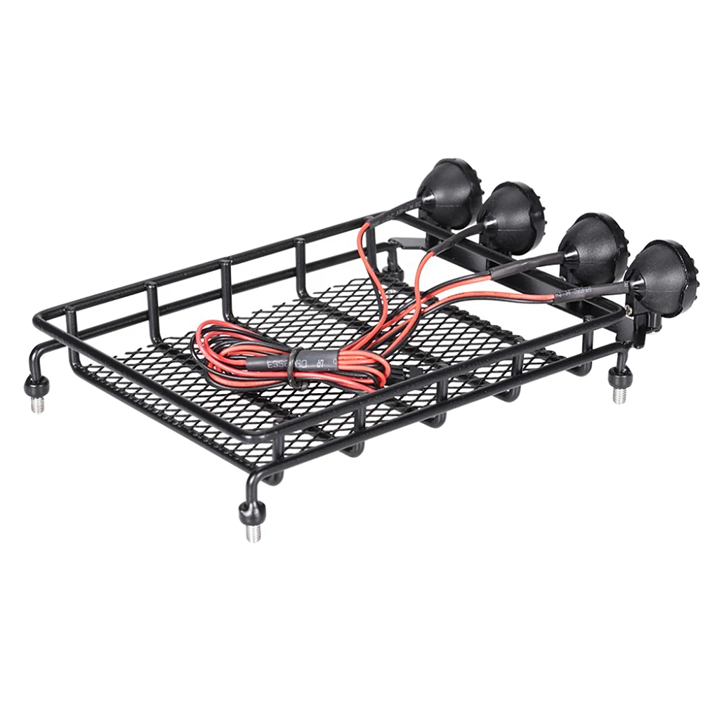 RC 자동차 1:10 HPI CC01 AXIAL SCX10 D90용 루프랙 수하물 및 라이트 바