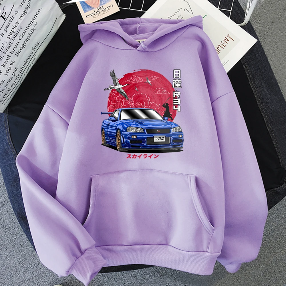 Anime Hoodie Men Sweatshirts for JDM Car Japanese Streetwear Casual Long Sleeve Tops Oversized Hoody Japan Style Cloth