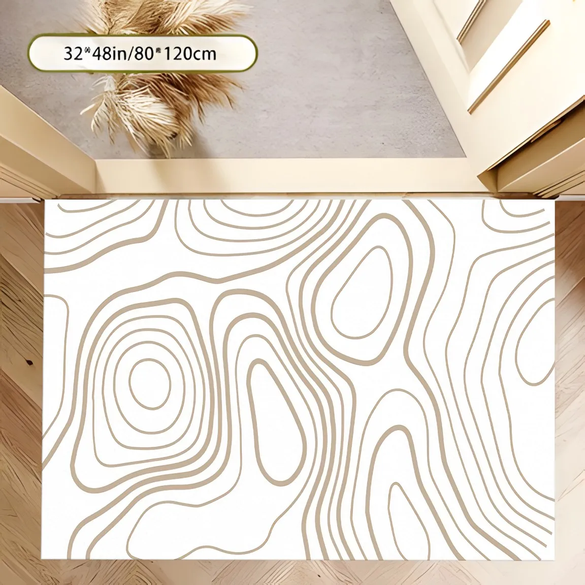 2D Minimalist Equal Height Curved Pattern Rug Simple Style Living Room Bedroom Home Decor