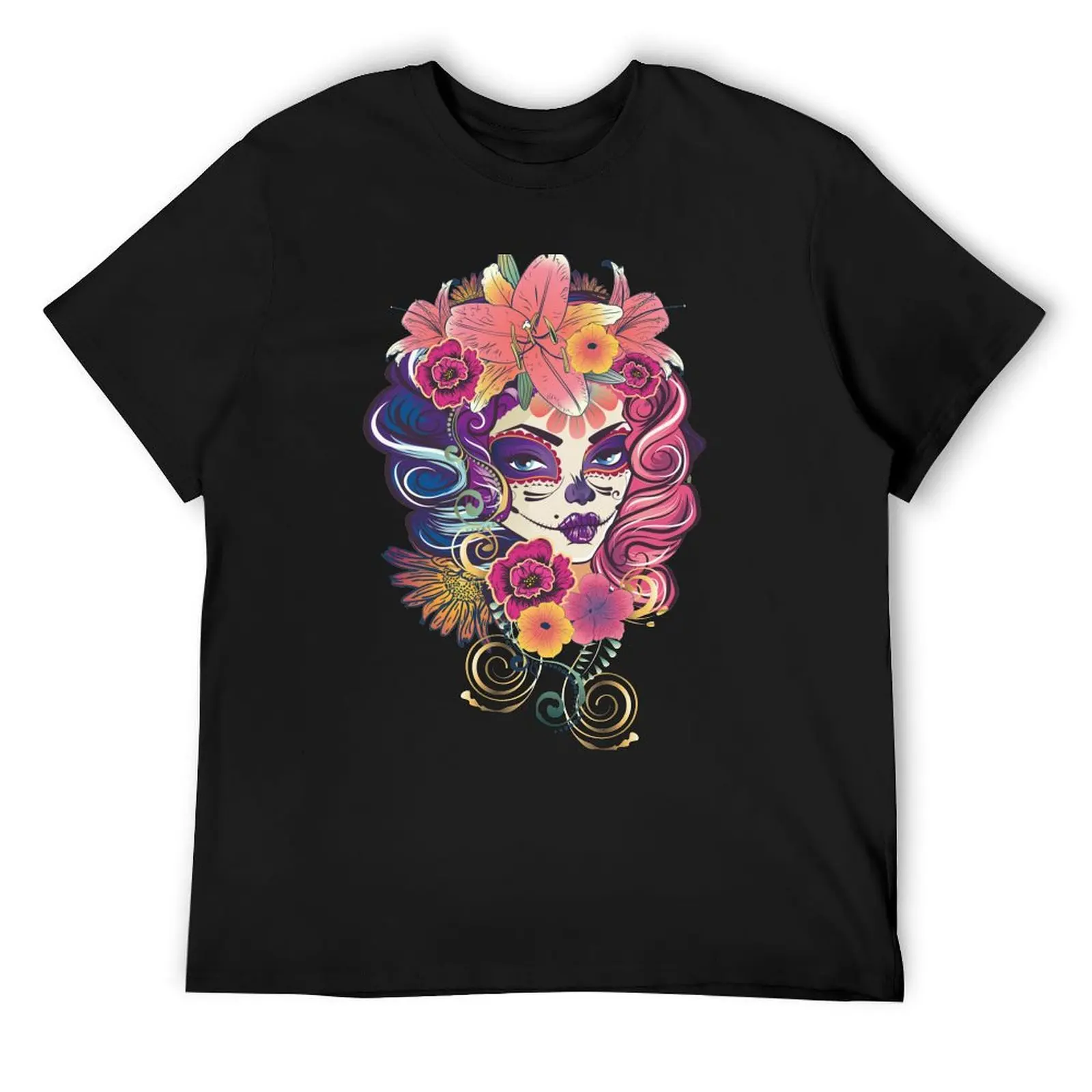 Calavera girl with flowers T-Shirt cotton graphic tees basketball graphic tees oversized t shirt sweat shirts, men