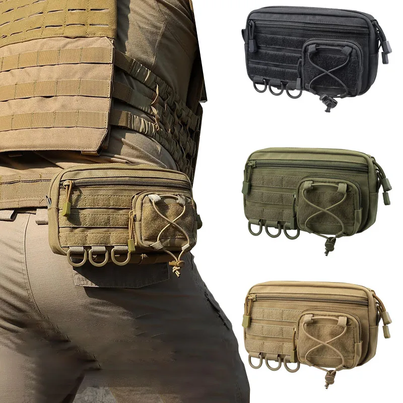 Tactical Molle Waist Bag Men's Outdoor Multi-Functional Hunting Fanny Pack EDC Tool Phone Pouch Organizer Utility Waist Bag