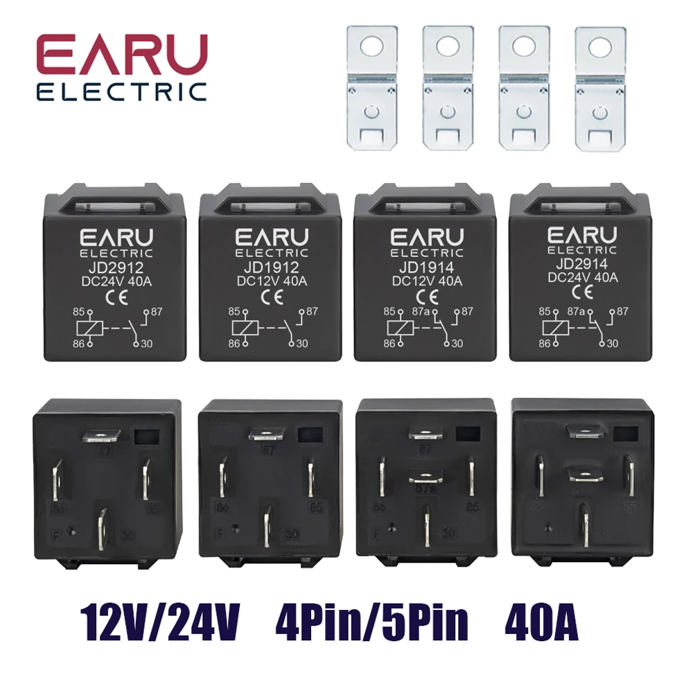 4 5 Pin 4P 5P 40A Waterproof Car Relay Long Life Automotive Relays Normally Open DC 12V/24V Relay For Head Light Air Conditioner