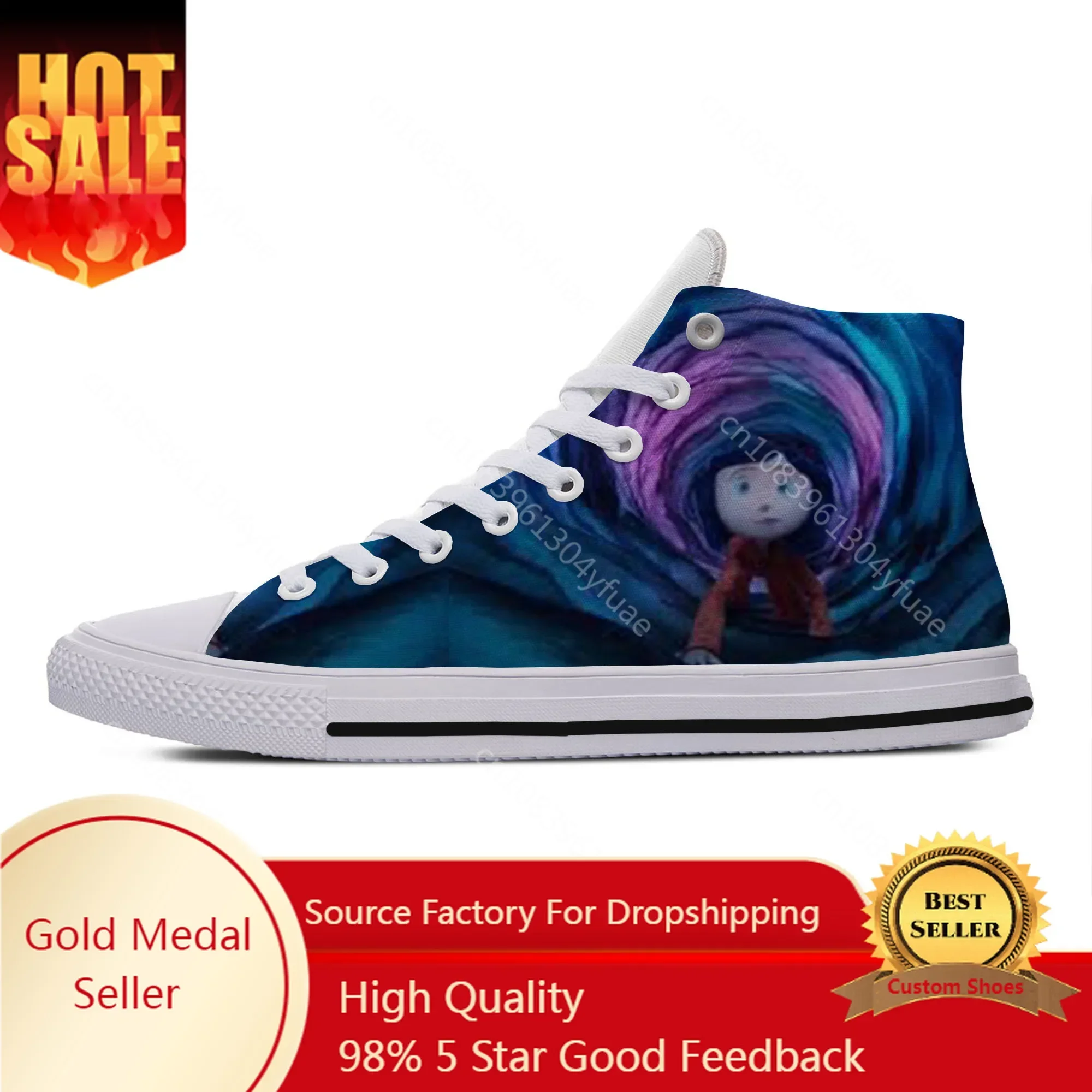 

Hot Cool Fashion Sneakers Casual Shoes Cartoon Cute Men Women Coraline The Secret Door Summer High Help Classic Board Shoes
