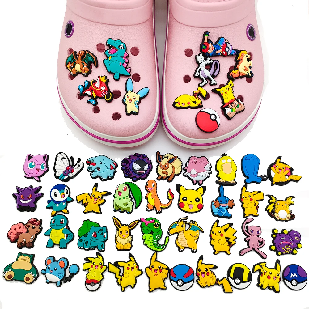 MINISO-Breloques de chaussures Pokémon en PVC, accessoires de décoration, sandales, dinosaure, cadeaux pour enfants