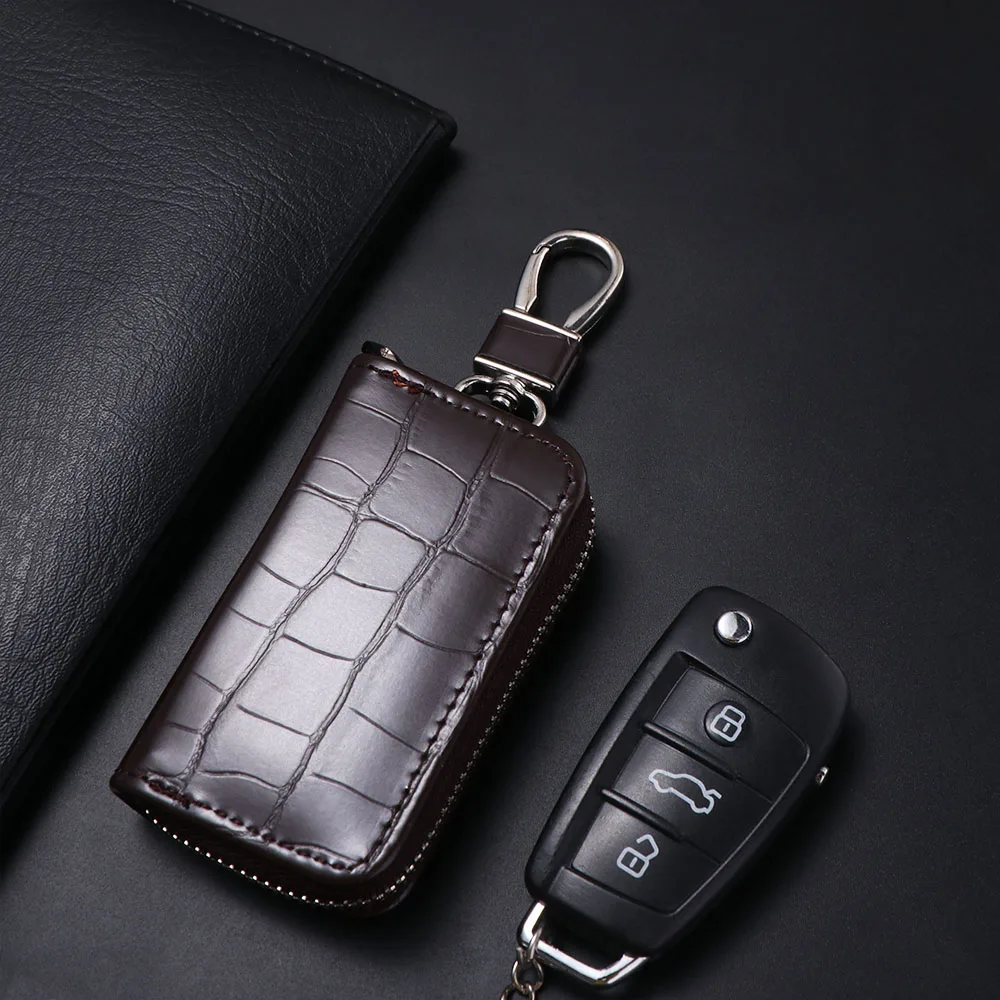 Nuevo diseño, monedero pequeño de Color sólido, cartera de negocios con cremallera, monedero de cuero PU, funda colgante de lujo para llaves, llavero