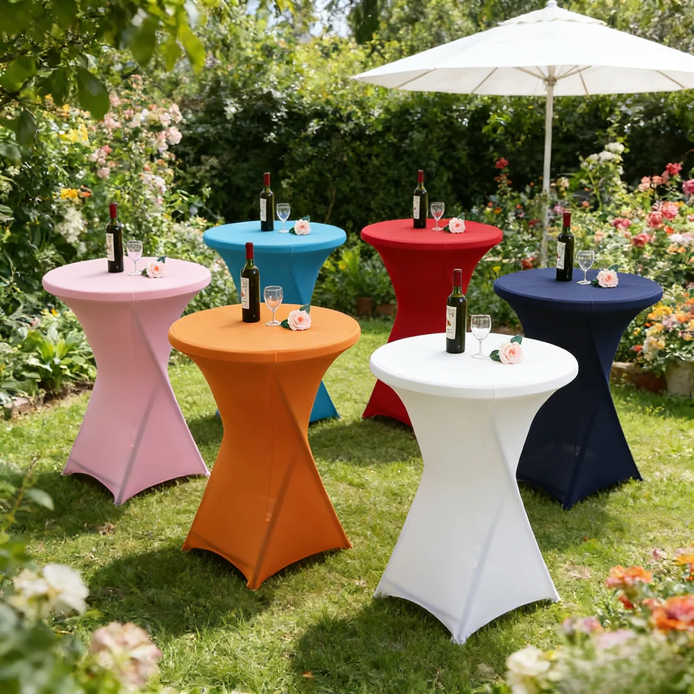 Wedding Decoration Elastic Table Cloth Cocktail Table Cover Spandex Stretch High Bar Hotel Birthday Party Various Colours