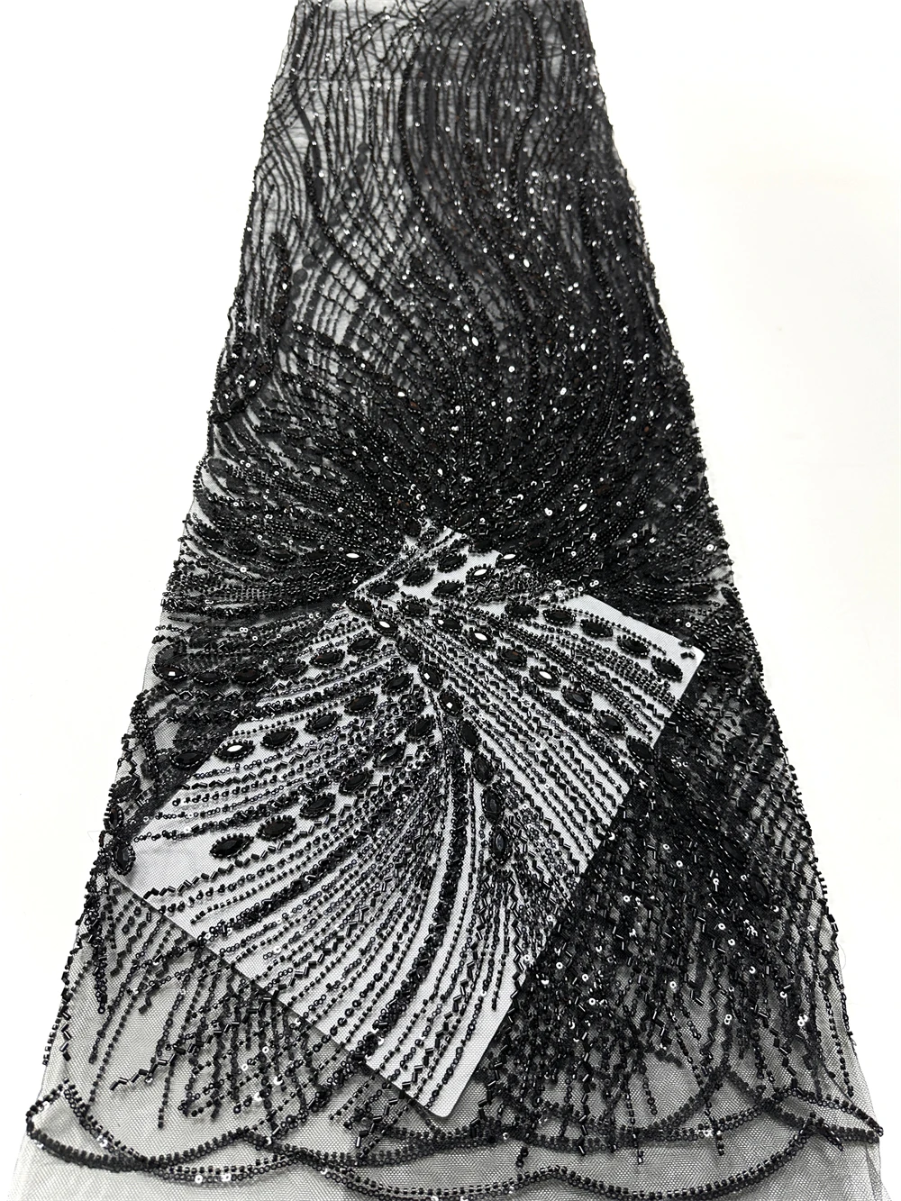 

Luxury Beads Lace Fabric Heavy African Lace Fabric 2026 High Nigerian Beads With Stones Material For Weddinng Sewing Dress