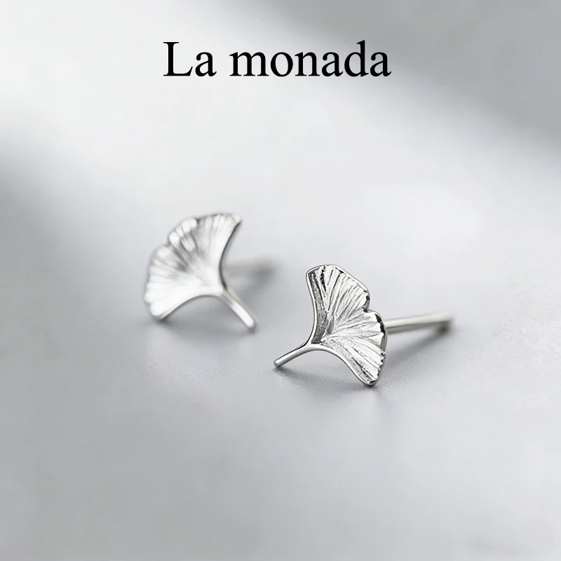 La Monada Stud Earrings For Women Silver 925 Minimalist Ginkgo Leaf Fine Women Earrings In Jewelry Stud Earrings 925 Silver Gold