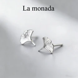 La Monada Stud Earrings For Women Silver 925 Minimalist Ginkgo Leaf Fine Women Earrings In Jewelry Stud Earrings 925 Silver Gold