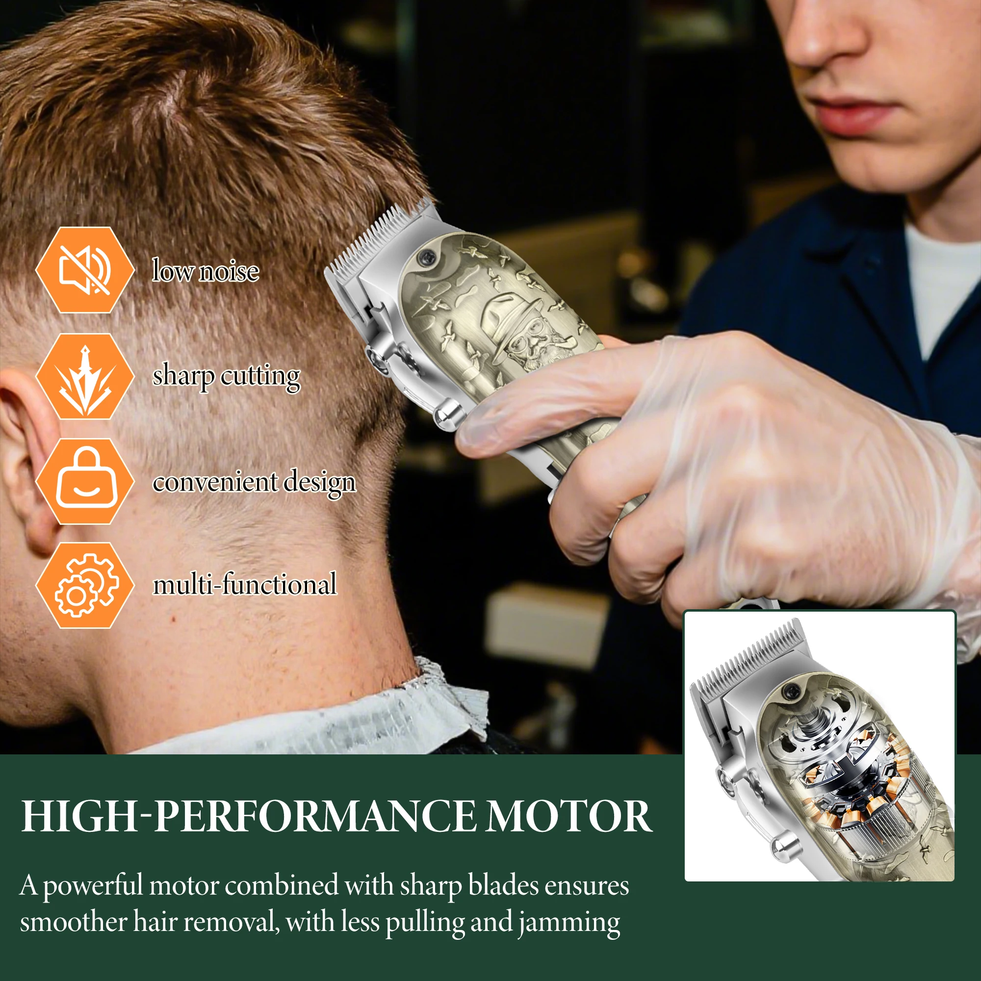 3 In 1 Men Grooming Kit Cordless Vintage Hair Clipper Shaver Detail Trimmer LCD Display USB Rechargeable Barber Cutting Set