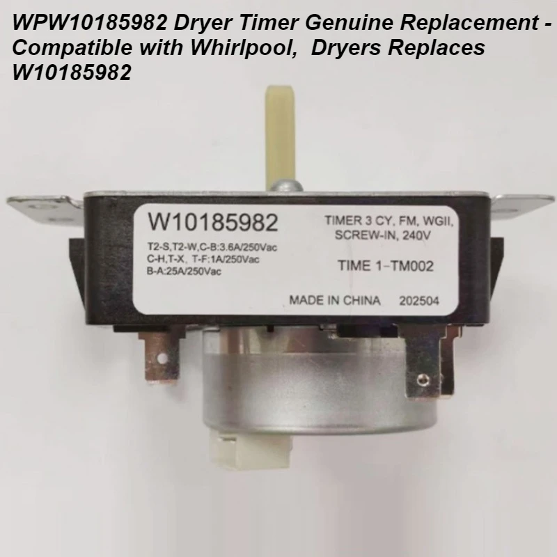 WPW10185982 Dryer Timer Genuine Replacement - Compatible with Whirlpool,  Dryers Replaces W10185982