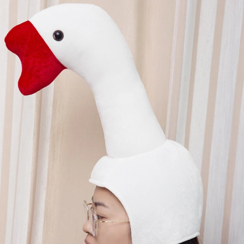 Grappige witte gans vorm pluche hoed nieuwigheid gevulde hoofddeksels cosplay oorklep