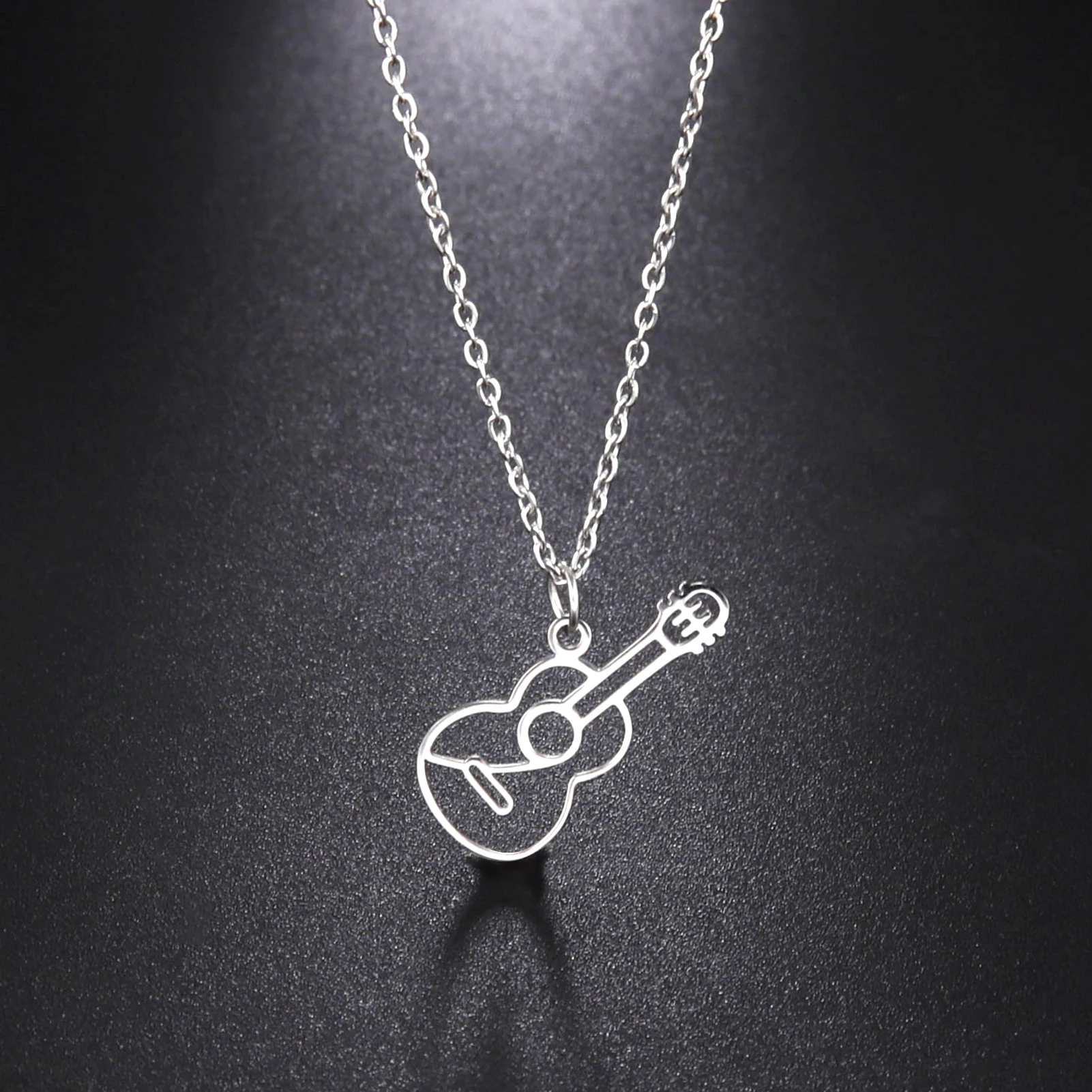 EUEAVAN 5pcs Musical Instrument Guitar Stainless Steel Charms for Jewelry Making Necklace Bracelet DIY Charm Pendant Wholesale image 5