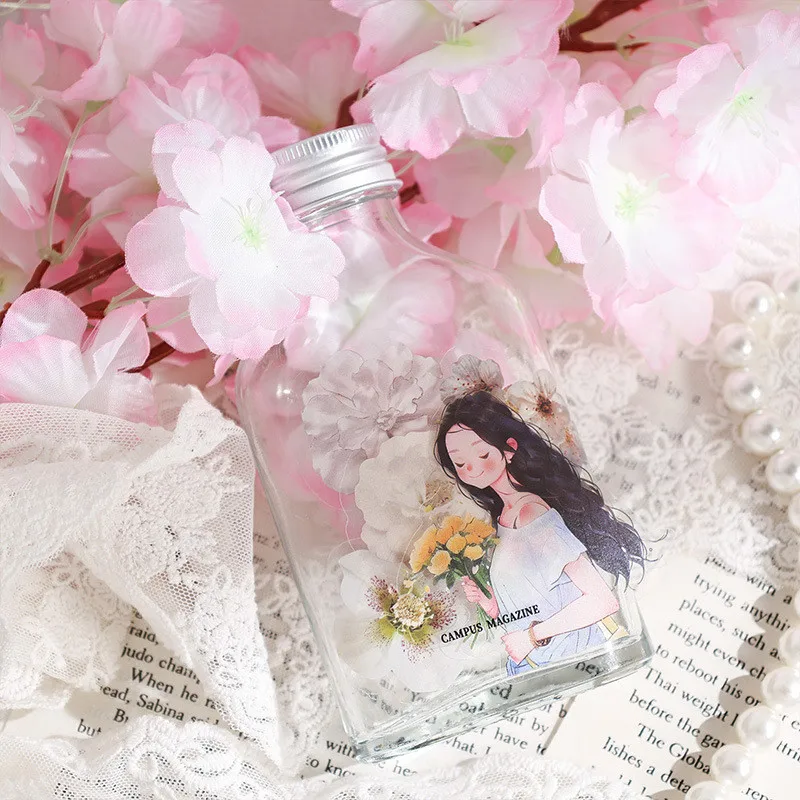 Journamm 50 sztuk/pudło naklejki na rośliny artykuły do scrapbookingu DIY CUT Decor śmieci dziennik kolaż artykuły papiernicze PET Aesth naturalne naklejki