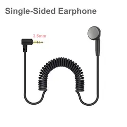 3.5mm Spring Retractable Single Side Earphone, No Microphone Mono Earplugs Wired Headset Short Coiled Cable