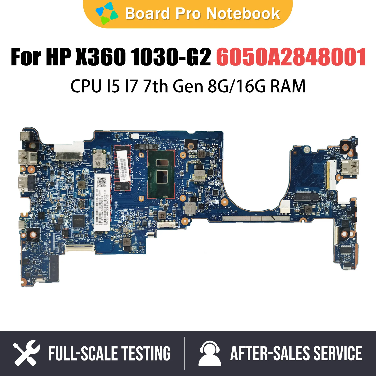 Laptop Motherboard For HP X360 1030 G2 920053-601 Notebook Mainboard With I5 I7 7th CPU 8G 16G RAM Full Tested 6050A2848001