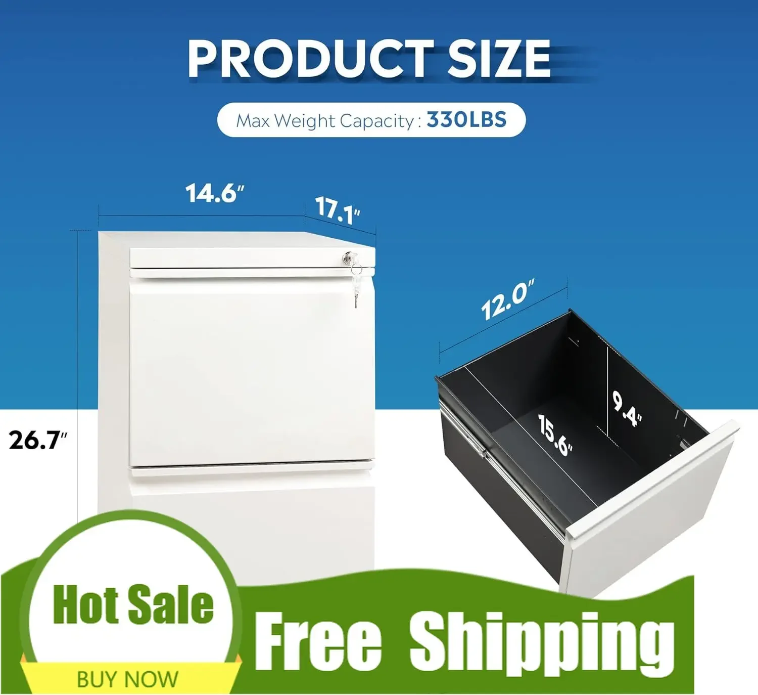 [Best Seller, Acquista Ora! ]Armadio portadocumenti mobile premium a 2 cassetti con serratura, armadio verticale commerciale, bianco