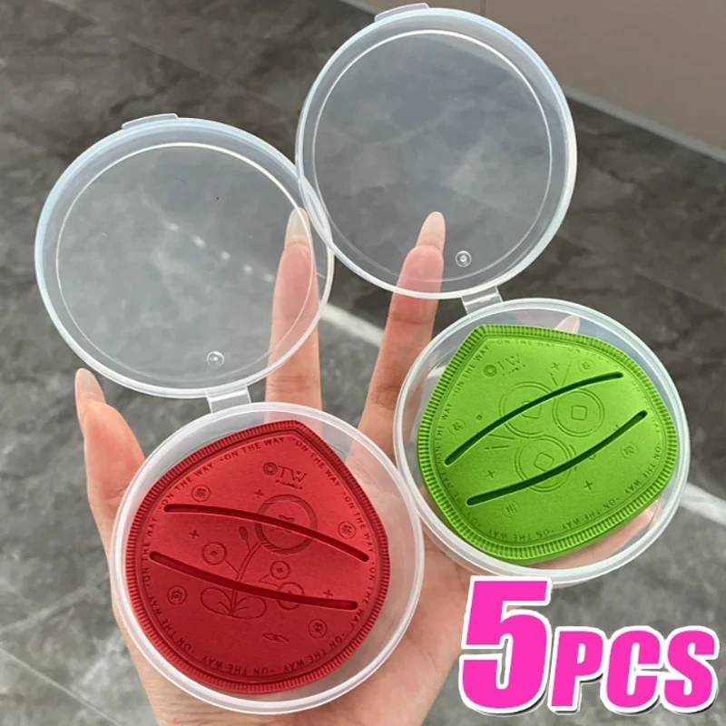 Soft Thick Cosmetics Puff with Storage Box 5PCS Wet Dry Use Concealer Foundation Makeup Sponge Large Red Green Powder Puff Tools