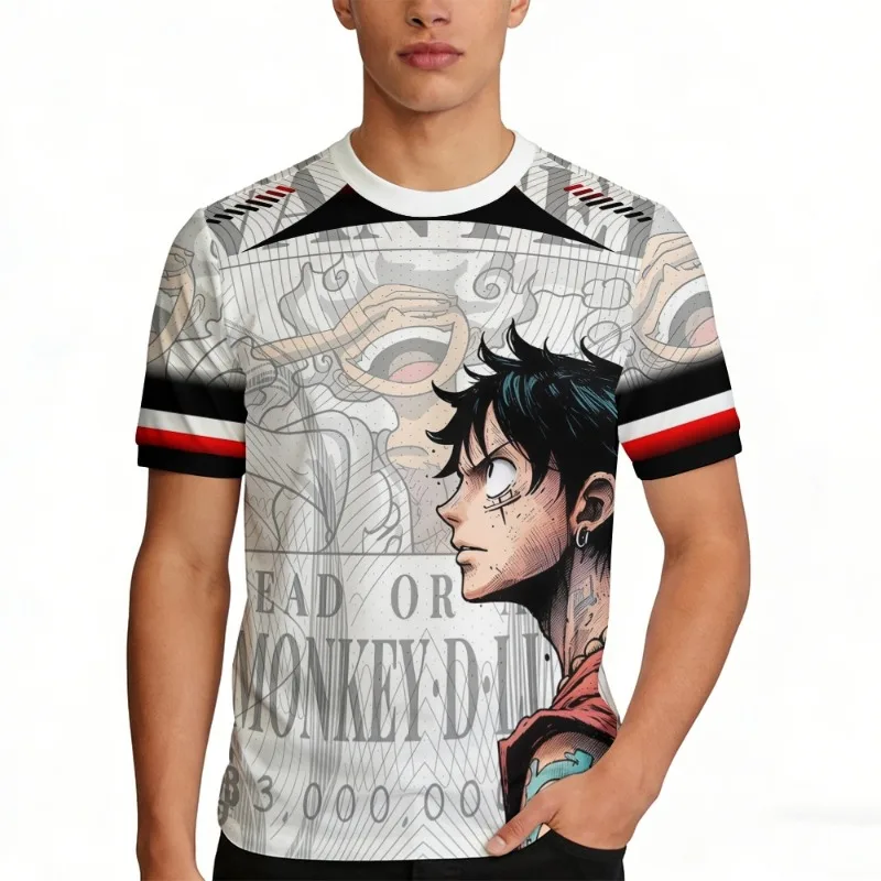 

Модная футболка-джерси 2026 года, специальная серия, в стиле Луффи Gear 5, аниме, мужская/женская спортивная одежда, дышащая летняя футболка оверсайз