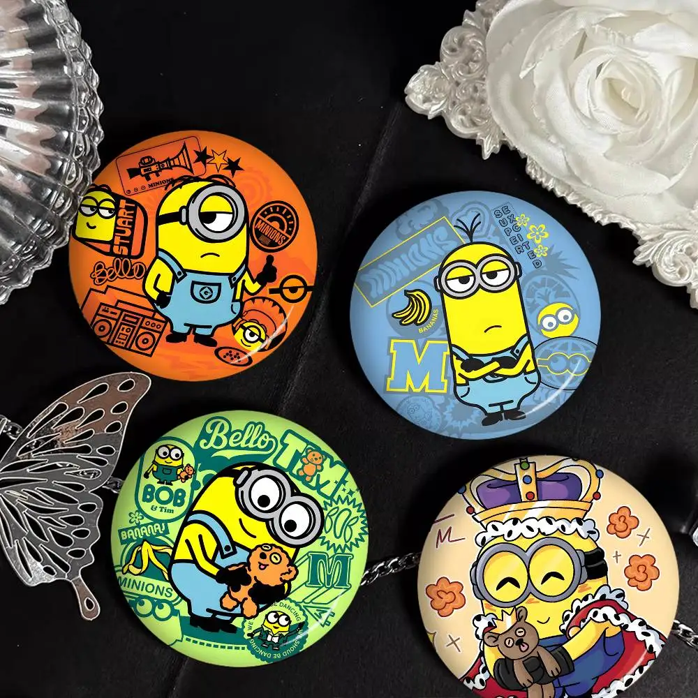 Cartoon Movie M-Minions Round Button Pins Slogan Creative Brooches Backpack Clothes Decoration Fashion Cartoon Jewelry Gifts