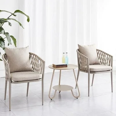 

White Modern Balcony Table And Chair Set Furniture Outdoor Garden Chairs Factory Price Summer Metal Aluminum Picture 1 Set