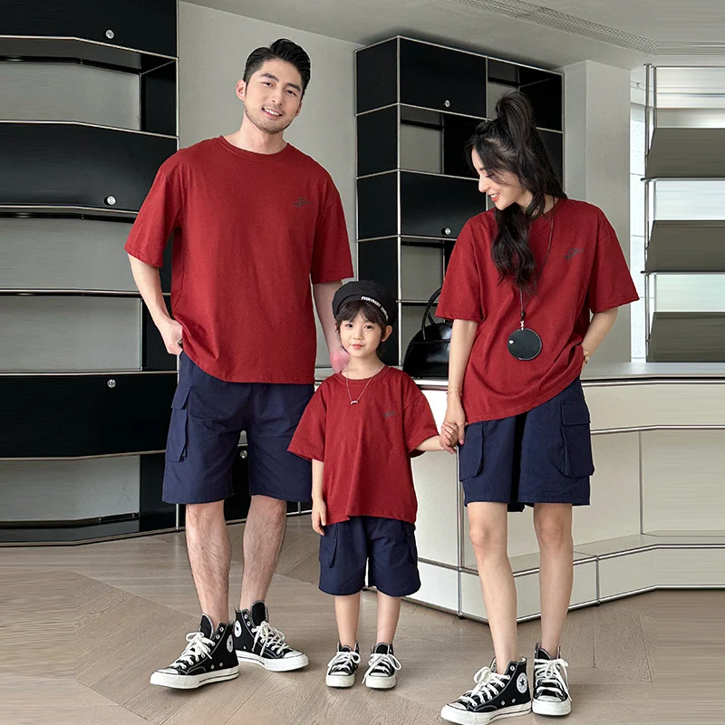 Brief Style Family Look Clothing Set T shirt Shorts Suit Mother Daughter Clothes Family Matching Outfits Father Son Costume Wear