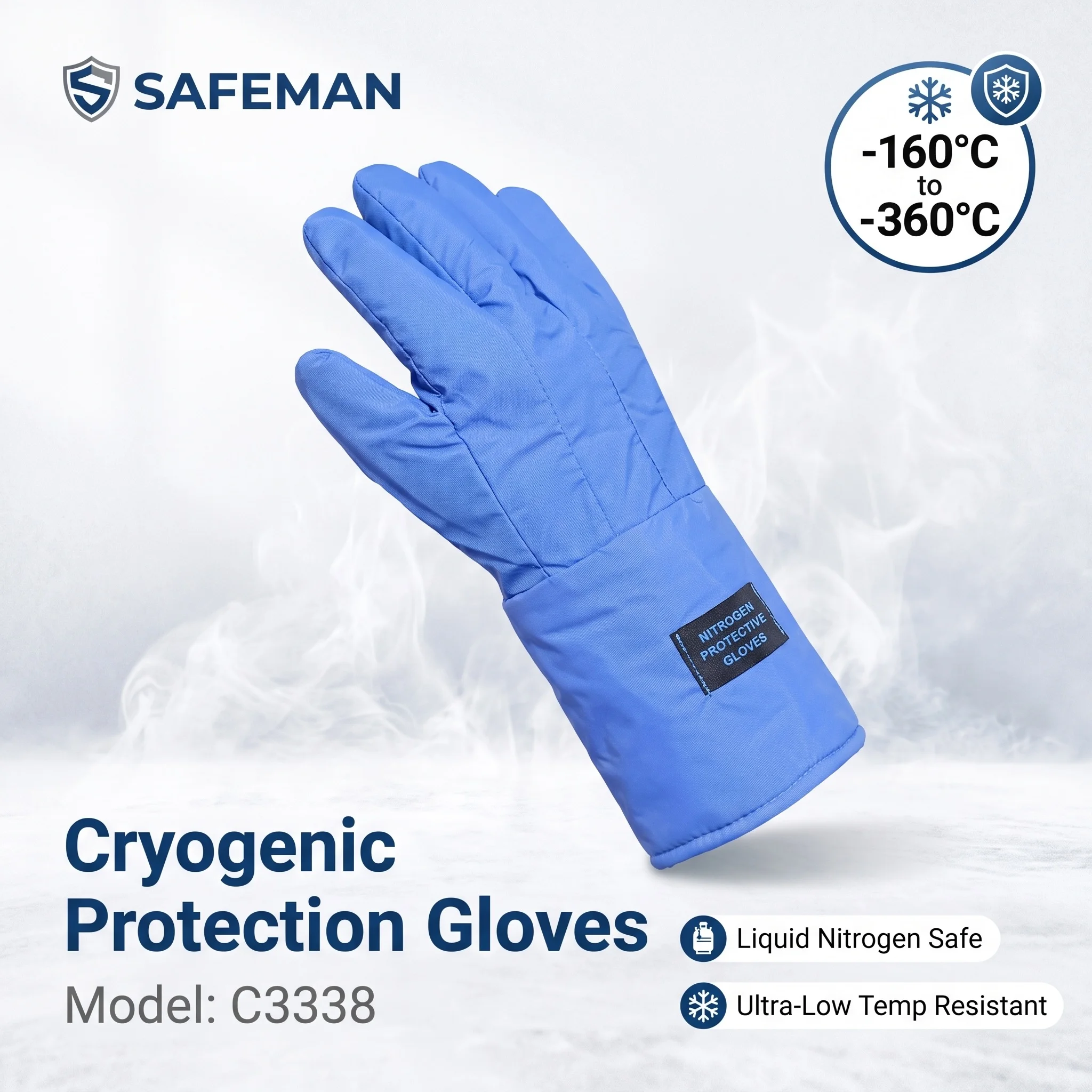 SAFEMAN Liquid Nitrogen Gloves -160°C to -360°C Cryogenic Protective Waterproof Safety Working Gloves for Lab Dry Ice 38-68cm
