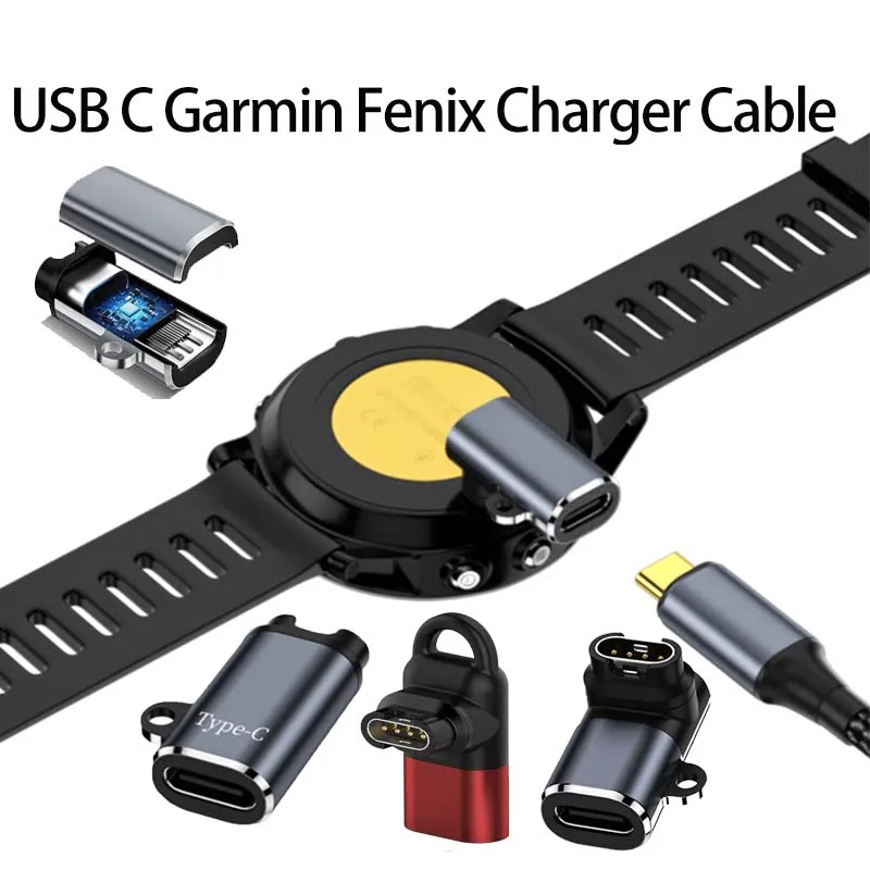 Type-C Charger Adapter for Garmin Fenix 8 7 7S 7X 6 6S Pro Forerunner 970 965 955 570 255 255s 245 158 Instinct E 1 2 2S 2X 3