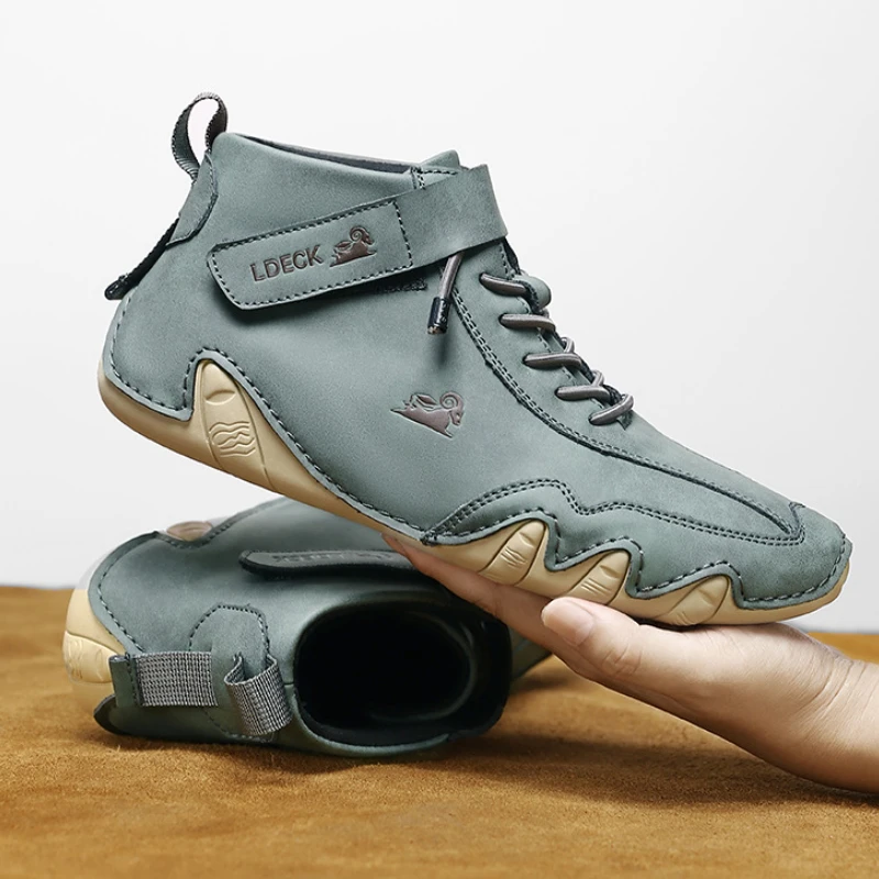 

Men Leather Shoes Casual Sneaker Winter Luxury Brand Sports Shoes Waterproof Motorcycle BootsLace-up Ankle Boots