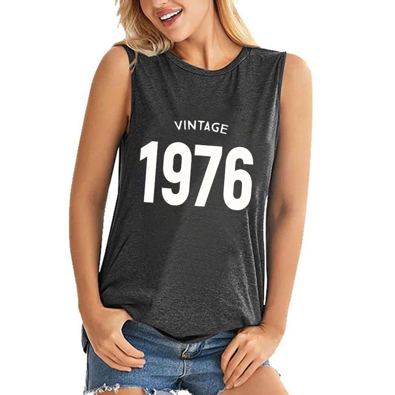 

Funny Vintage 1976 Print Women Yoga Shirt Workout Tank Top Casual Tops