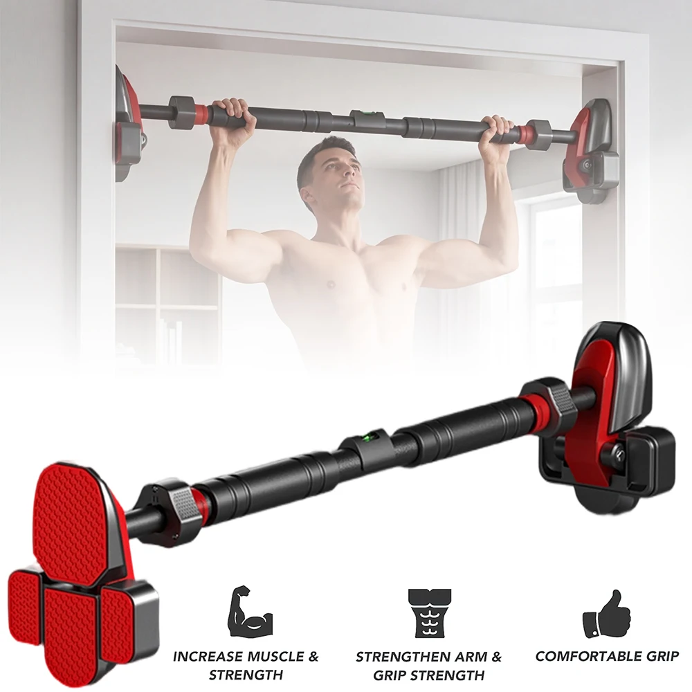 Verstellbare Klimmzugstange für das Heimtraining, 73-100 cm lang, drei verstellbare Positionen, aus hochfestem Stahl für Langlebigkeit, statische Belastbarkeit 300 lbs, dynamische Belastbarkeit 200