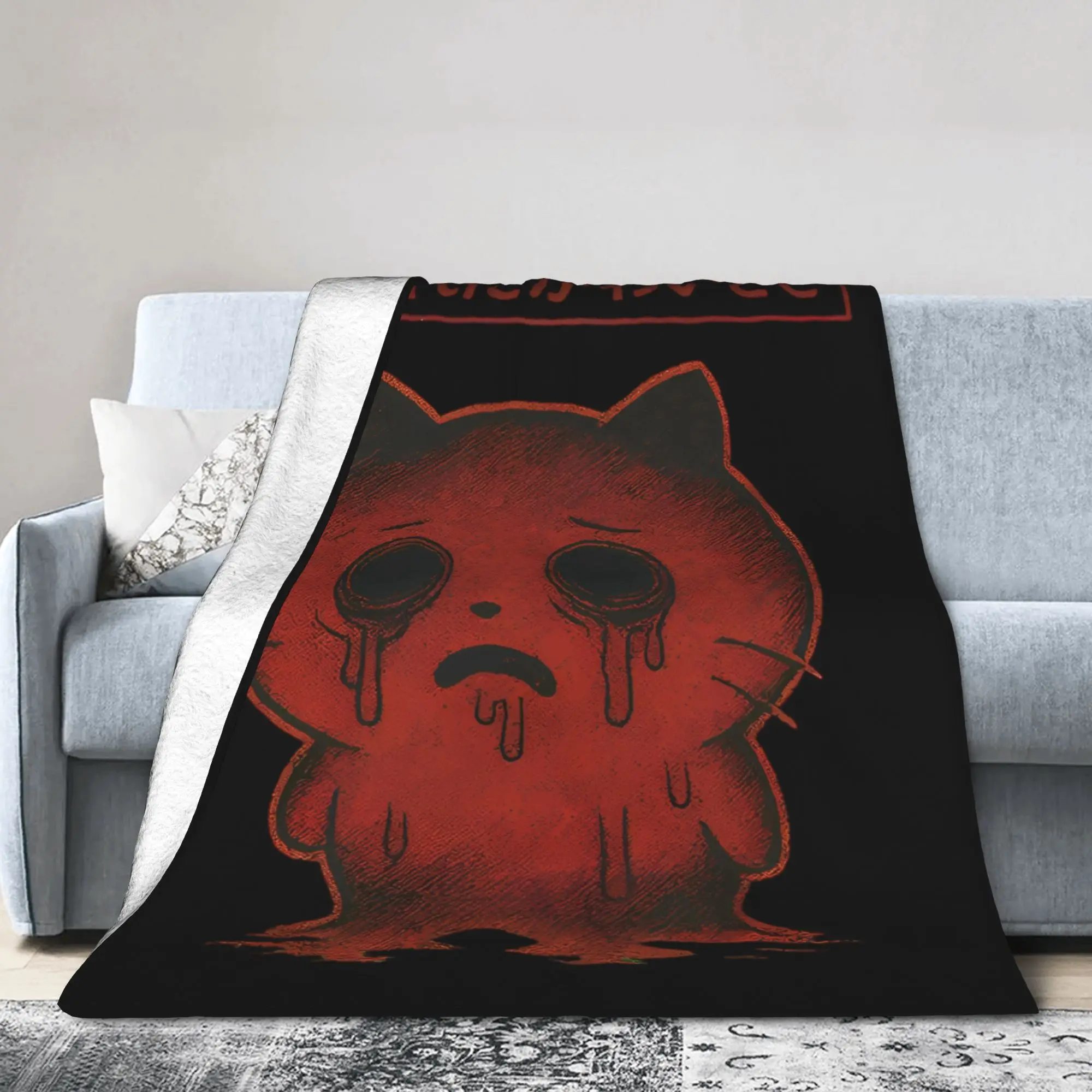 

Cursed Chiikawa Horror Creepy Flannel Blankets Japanese Anime Awesome Throw Blanket Home 125*100cm Plush Thin Quilt Lightweight