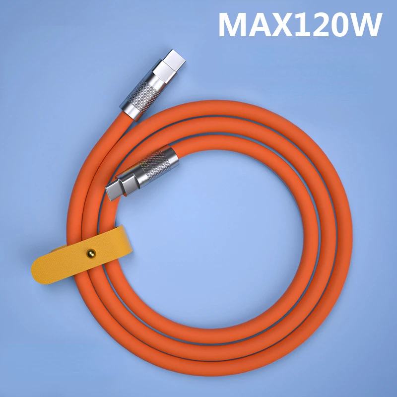 Cable de carga súper rápida, cargador tipo C a tipo c, 120W, 7A, Cable de silicona líquida de aleación de Zinc para Xiaomi, Huawei, OPPO, 1m, 1,5 m,