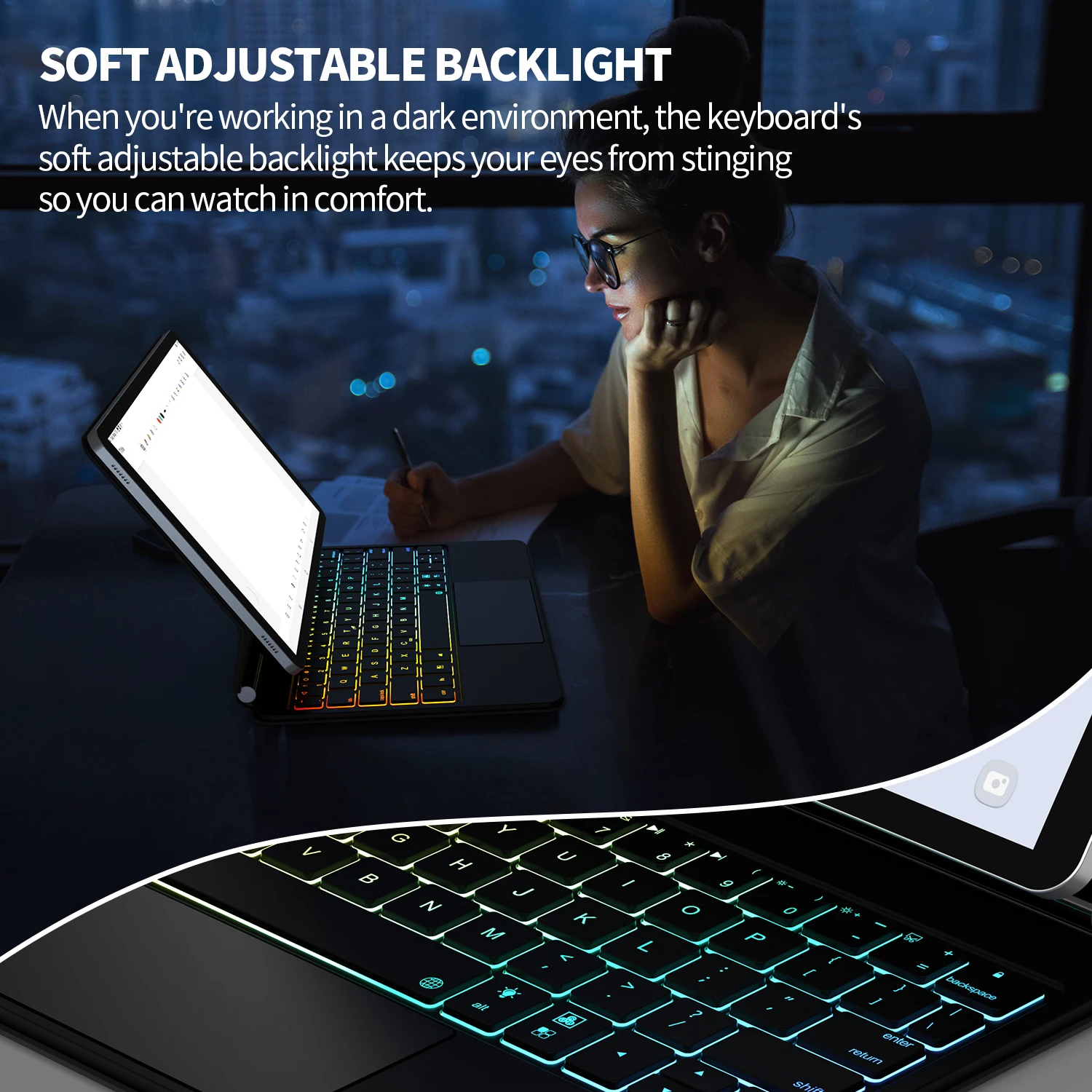 Imagem -05 - Capa Magnética do Teclado Mágico com Teclado Touchpad Tampa Retroiluminada do Suporte Fólio para Samsung Galaxy Tab s9 s8 s7 11