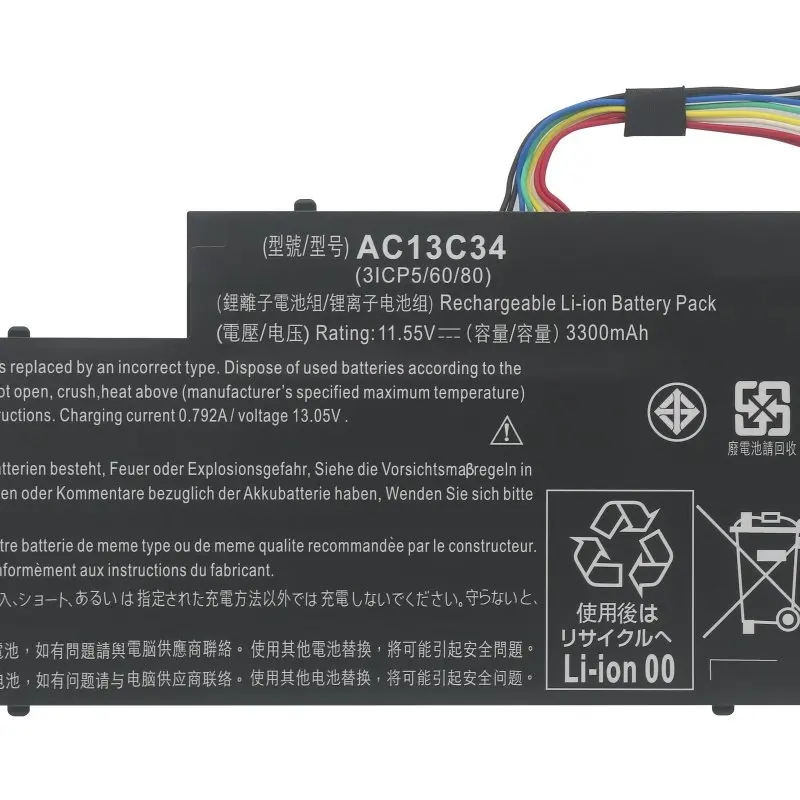 Batería para portátil AC13C34 de alta calidad para V5-122P V5-132P E3-111 E3-112V E3-111-C0M6 E3-111-C0UM E3-111-C5AL ES1-111M