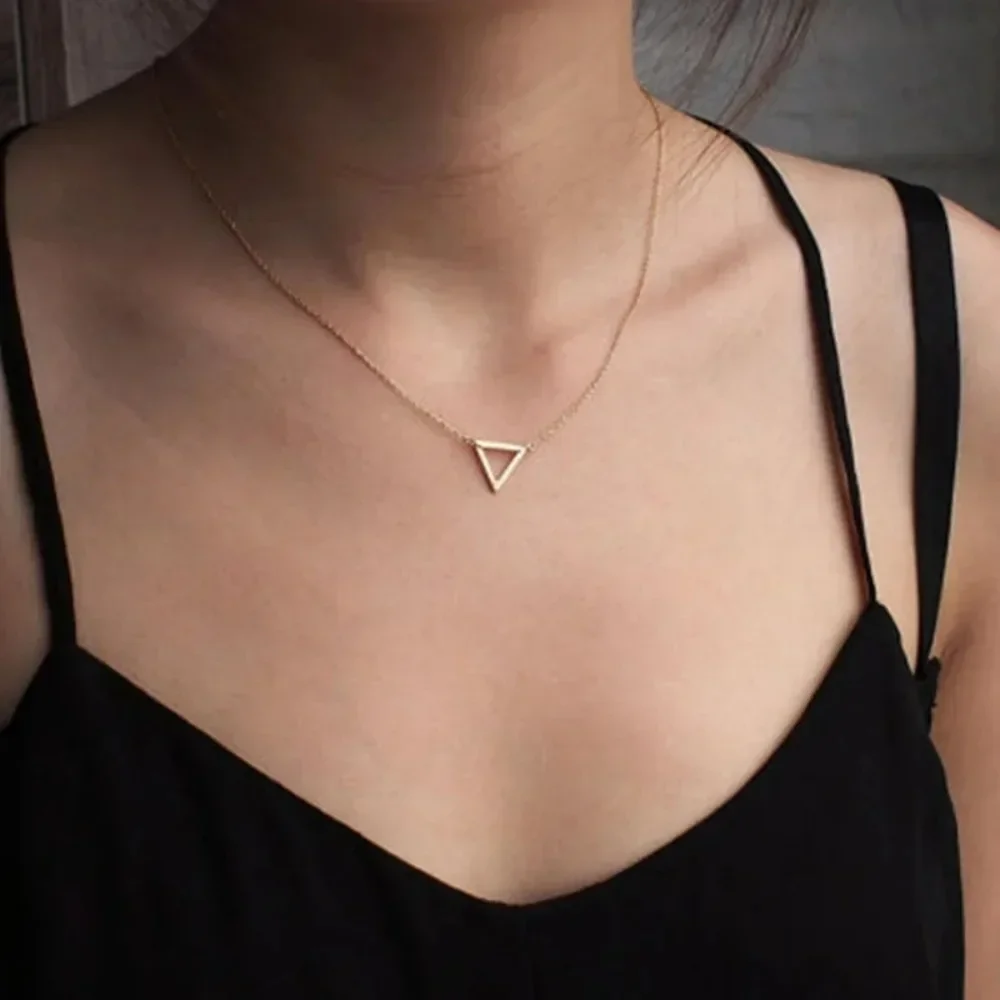 SUMENG 2025 New Fashion Simple Metal Triangle Pendant Necklace for Women Female Chain Vintage Birthday Jewelry Gifts