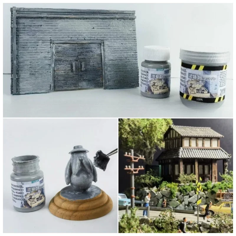 50/120ml Water Based Concrete Texture Paste Diorama Cement Road Rock Terrain Effect Paint Scale Model Scene Making Pigment