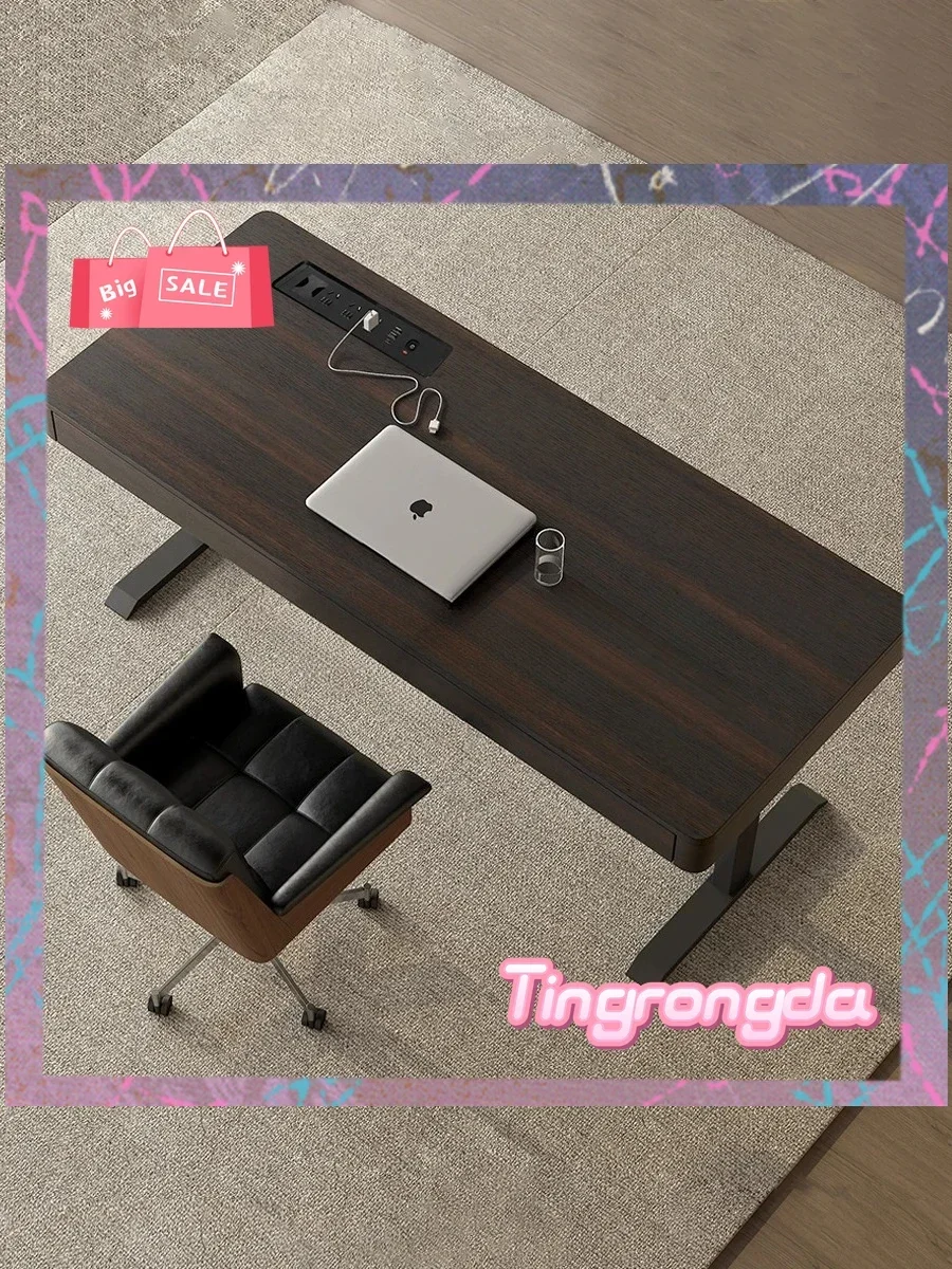 AASolid Wood Lifting Desk Computer Table Adult Home Workbench Living Room Modern Electric Study Table