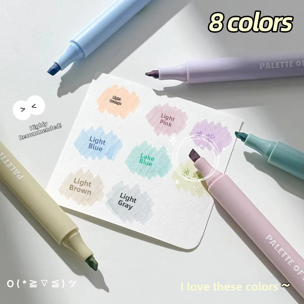 Aesthetic Fast Dry Highlighters 8 Pack Pastel Colors Smear-Proof Pastel Markers Art Marker Fast Dry Markers For Note Taking