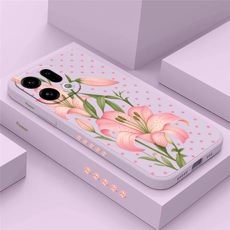 Coque de téléphone de luxe à motif floral rose pour OPPO Reno 16 FS 16C 15F 14F 13 12 10 Pro Mini, coque arrière en silicone souple antichoc