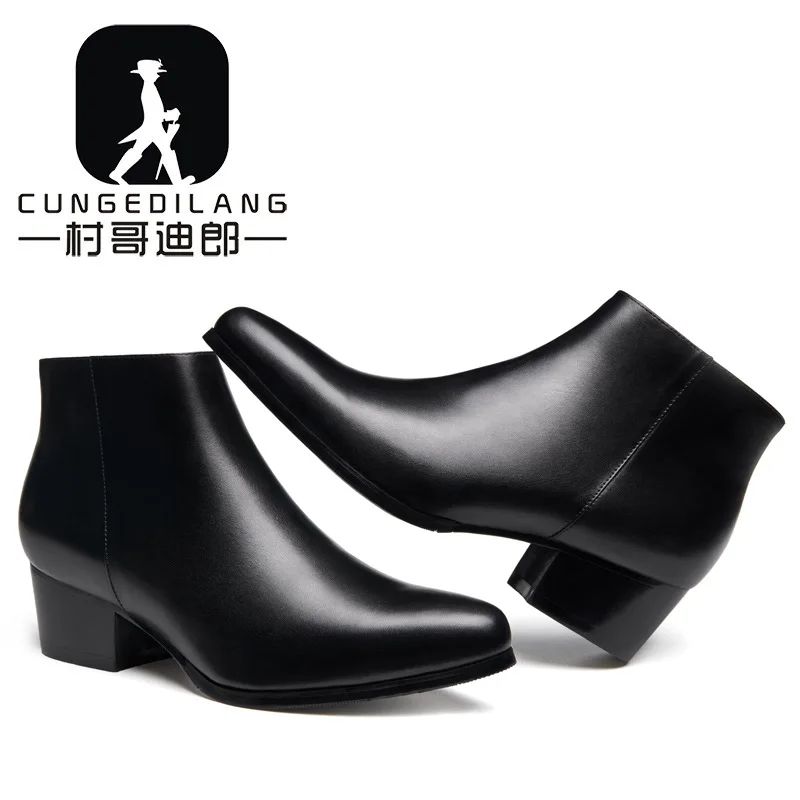 Luxury Men Ankle Boots Genuine Leather Men\'s Shoes Fashion Pointed Toe Dress Wedding Male Shoes Side Zipper Basic Boots for Men